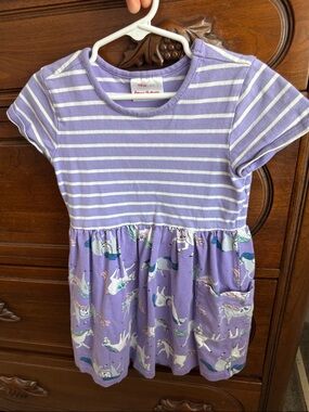 Hanna Andersson Lavender and White Striped dress